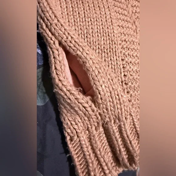 JACKSON ROWE I See You Chunky Cardigan Sweater Women Size Small Zip Dusty Pink - Picture 5 of 12